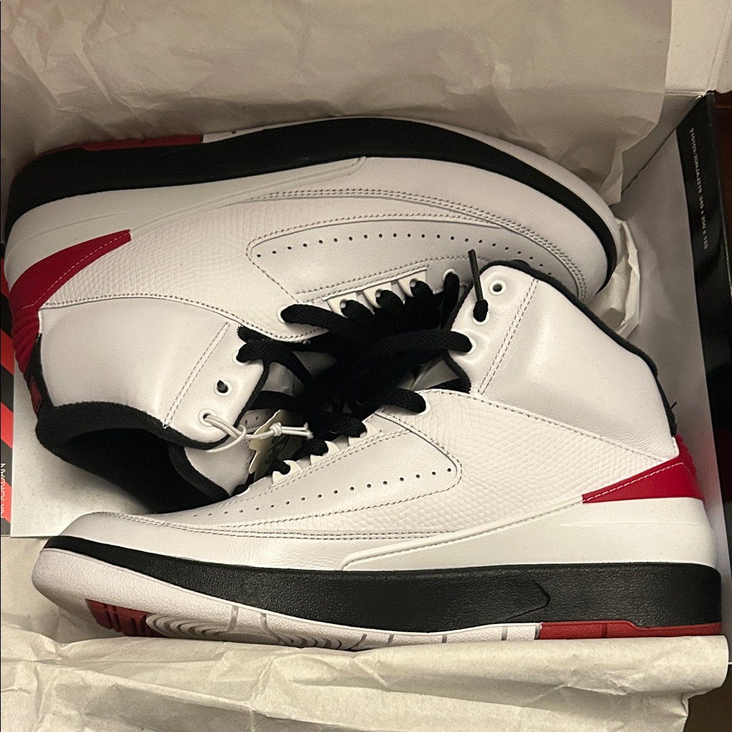 Jordan White And Red High-Top Sneakers